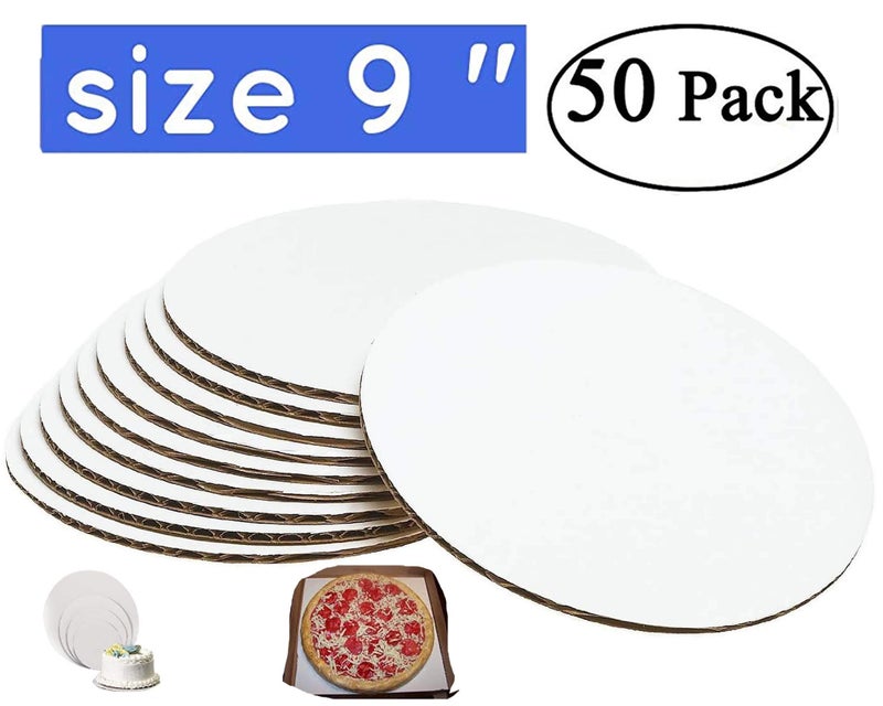 Pizety 9 Inch Cake Circles (Pack of 50) â€“ Round Corrugated Cardboard Cake Boards â€“ Greaseproof, Food Safe, Heavy Duty Disposable Bases for Baking, Pizza & Pies - Image 2